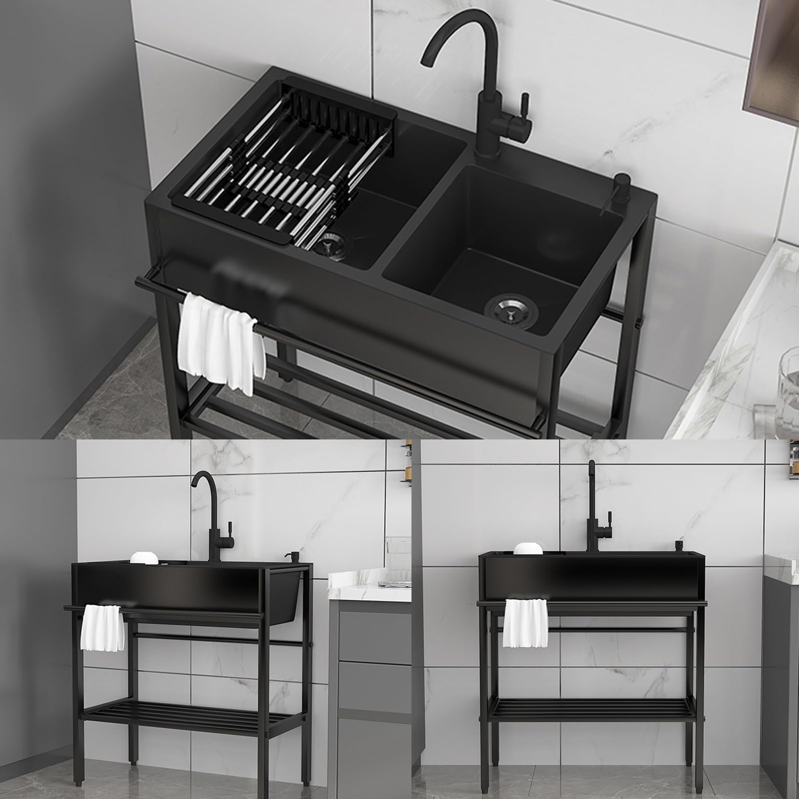 Amazon.co.jp: 黒 流し台、自立型シンク、ガーデンシンク 大型、流し台